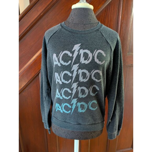 AC/DC Lucky Brand Black Graphic Sweatshirt S Cotton/Polyester Womens - Picture 1 of 7